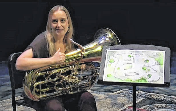 
			
				                                Tuba player and euphonium expert Joanna Ross Hersey was recorded performing “Eleven Twelve” on Givens Performing Arts Center’s stage. Hersey wrote the original piece in honor of Hildegard von Bingen, a medieval nun, composer, author, and theorist. The performance can be viewed for free on the theater’s website.
                                 Courtesy photo

			
		
