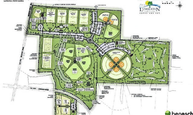 
			
				                                Site plans for improvements at Dr. Raymond B. Pennington Athletic Complex in Lumberton were presented to City Council on Wednesday. Among the improvements planned are a splashpad, dog park, expanded playground, additional soccer and softball fields, an 18-hole disc golf course and about 5 1/2 miles of walking trails.
                                 Courtesy image | City of Lumberton City

			
		