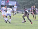 Chris Stiles | The Robesonian
                                Lumberton’s Hoslerson Joseph (7) dribbles against Pine Forest’s Alex Jones (2) and Karlo Valenzuela (15) during an Aug. 31 match in Lumberton. Joseph was named the United-8 Conference Player of the Year.