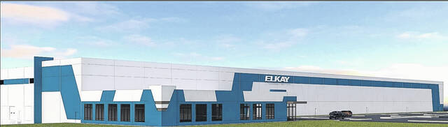 <p>Shown is a rendering of the proposed 387,302-square-foot build-to-suit building that will serve as a warehouse and distribution facility for Elkay. The building will be located within the U.S. 74 and I-95 Industrial Park.</p>