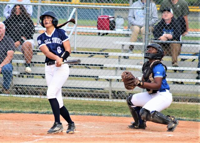 
			
				                                Purnell Swett’s Chloe Locklear watches a foul ball during Thursday’s second-round state playoff game against Wake Forest in Pembroke.
                                 Chris Stiles | The Robesonian

			
		