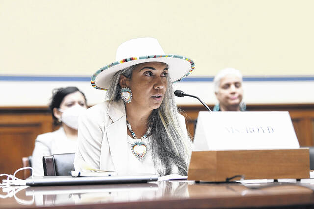 
			
				                                Kara Boyd, the president of the Association of American Indian Farmers, testified before the U.S. House of Representatives Subcommittee on Environment about the relevance of regenerative agriculture in today’s society.
                                 Courtesy photo | Fred Watkins

			
		