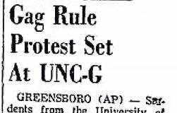 
			
				                                UNC Greensboro students protested a law prohibiting “known communists” from speaking on state-supported colleges and universities in March 1965.
                                 Courtesy photo | Historic North Carolina Digital Newspaper Collection

			
		
