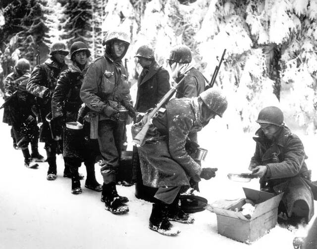 
			
				                                On Dec. 16, 1944, the World War II Battle of the Bulge began as German forces launched a surprise attack against Allied forces through the Ardennes Forest in Belgium and Luxembourg. (The Allies were eventually able to turn the Germans back.)
                                 AP file

			
		