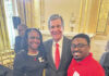 
			
				                                PSRC CTE Coordinator Demetria “Dee” Grissett, left, stands recently with her son Charles Grissett Jr. and NC Gov. Roy Cooper at a ceremony at the NC Executive Mansion. Demetria Grissett was among other educators at the ceremony honoring African American educators during Black History Month.
                                 Photo courtesy PSRC

			
		