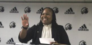 
			
				                                UNC Pembroke women’s basketball coach Kendra Samuels-Eaton speaks during her introductory press conference Monday in Pembroke.
                                 Chris Stiles | The Robesonian

			
		