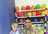 
			
				                                Sgt. Jeremiah Sutton, of the U.S. Army 82nd Airborne Division, attended Peterson Elementary School’s Month Military Child Celebration with his daughter Alice, who attends the school.
                                 Courtesy PSRC

			
		