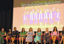 
			
				                                Twelvwe Robeson Community College studentrs will graduate from the Radiography program; they are Taylor Council, Taylor Davis, Justin Tyler Fann, Brittany Fonvielle, Haley Gillespie, Meghan Jones, Johná Lewis, Madison McCain, Makenna Parnell, Heather Perritt, Echo Quig, and Allison Stocks. All 12 will graduate from the program on May 8 and were honored during a pinning ceremony last night.
                                 Courtesy RCC

			
		