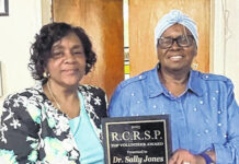 
			
				                                Charlotte Williams presents the “Volunteer of the Year Award” to Dr. Sally Jones, president of Robeson County Retired School Persennel.
                                 Photo contributed by RCRSP

			
		