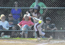 
			
				                                Lumberton’s Aniya Merritt bunts during a 4A third-round state playoff game May 16 in Raleigh.
                                 Chris Stiles | The Robesonian

			
		