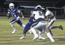 
			
				                                St. Pauls’ Theophilus Setzer (13) rolls out to pass during an Aug. 23 game against Purnell Swett in St. Pauls.
                                 Chris Stiles | The Robesonian

			
		